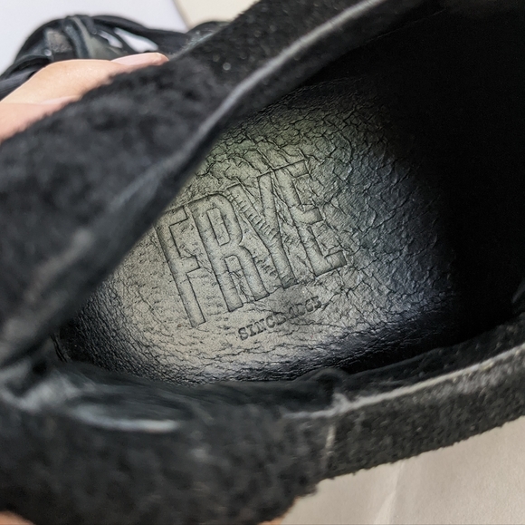 Frye Willow Low Women’s Lace Up Sneakers Size 8M Black Leather Calf Hair - Picture 7 of 9